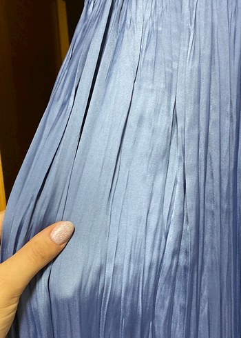 Mavi Pilili Uzun Kadın Etek - Görsel 8