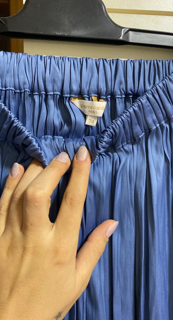 Mavi Pilili Uzun Kadın Etek - Görsel 2