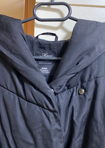 Kemerli Siyah Midi Kadın Kışlık Mont - Görsel 3