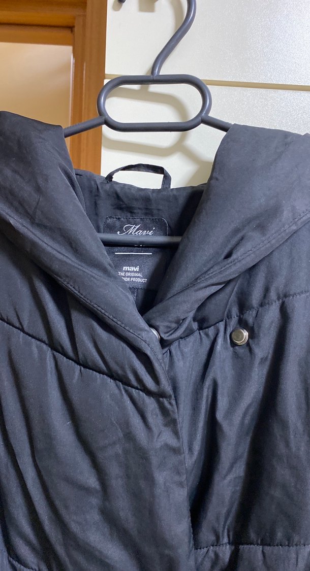 Kemerli Siyah Midi Kadın Kışlık Mont - Görsel 3