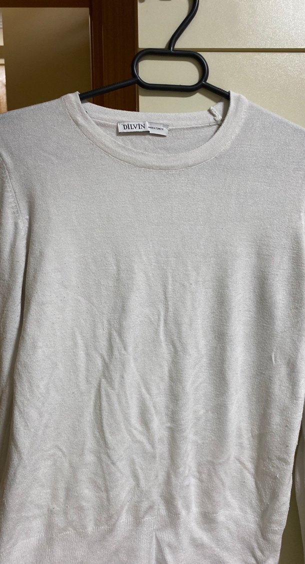 Düğmeli Beyaz Kadın Uzun Kollu Triko - Görsel 3