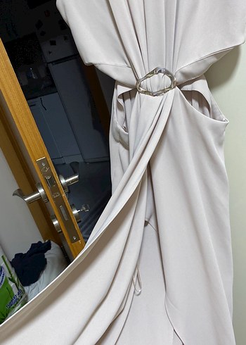 Drapeli Uzun Altın Elbise - Görsel 6