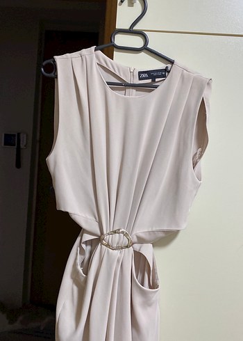 Drapeli Uzun Altın Elbise - Görsel 7