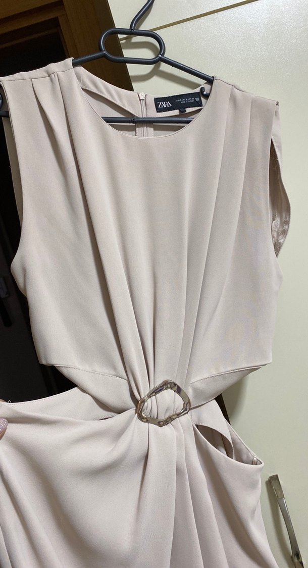 Drapeli Uzun Altın Elbise - Görsel 2