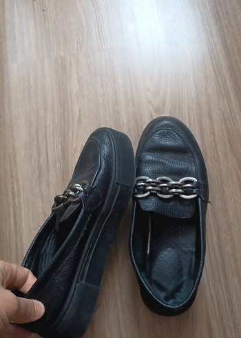 Kadın Siyah Deri Tokalı Biker Loafer - Görsel 2