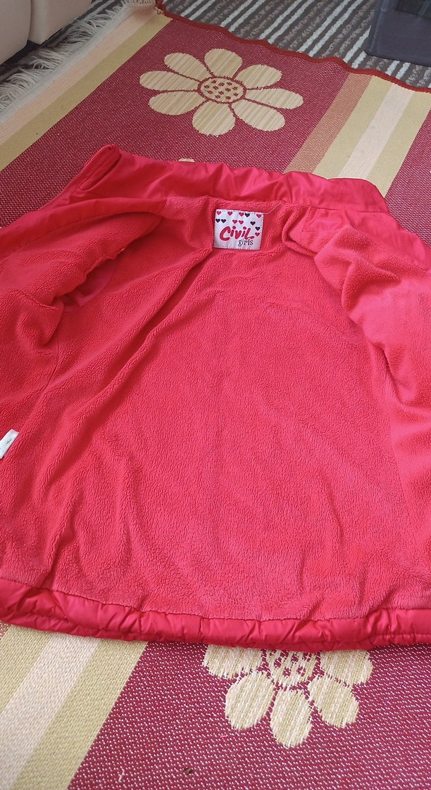 Pembe Fermuarlı çocuk montu - Görsel 4