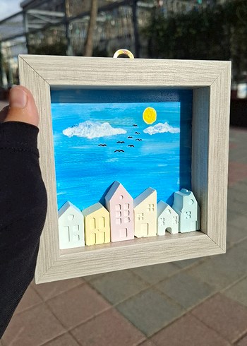 Beden mavi Renk Pastel Mavi Çerçeve Şehir Temalı
