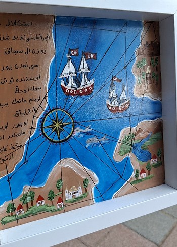 Mavi Çerçeveli Deniz Haritası Tablosu