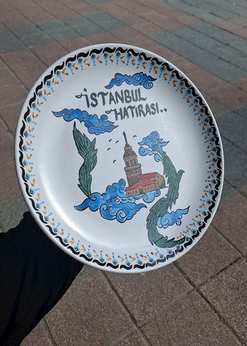 Turkuaz Baskılı İstanbul Hatırası Tabak - Görsel 4