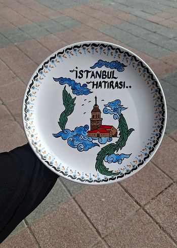 Turkuaz Baskılı İstanbul Hatırası Tabak - Görsel 2