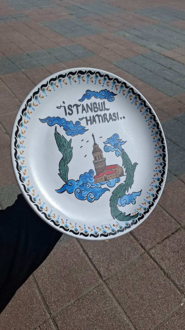 Turkuaz Baskılı İstanbul Hatırası Tabak - Görsel 4