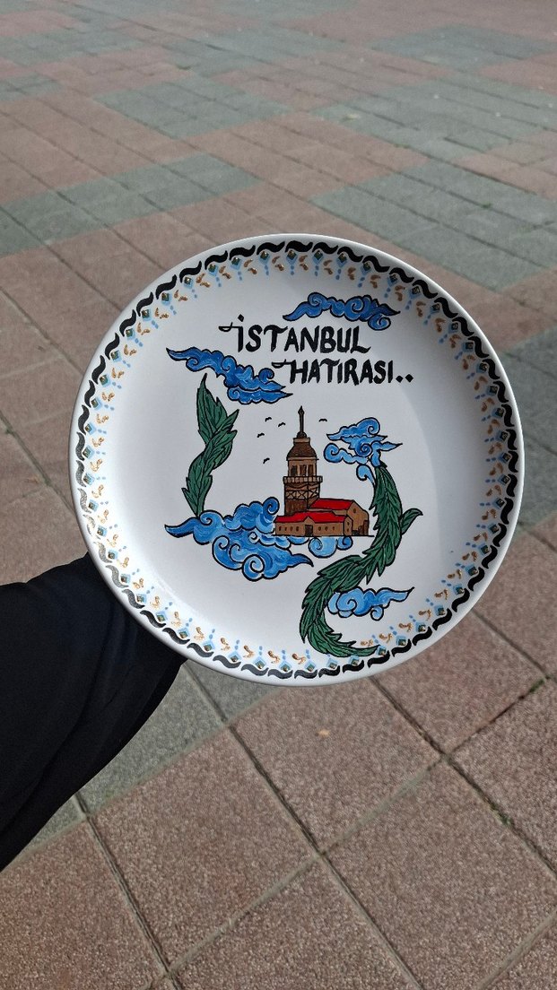 Turkuaz Baskılı İstanbul Hatırası Tabak - Görsel 2