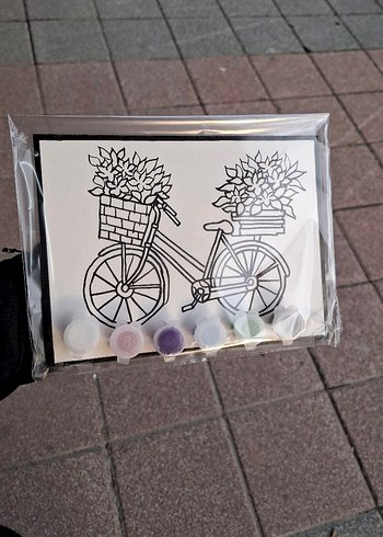Çiçek Sepetli Bisiklet Boyama Seti - Görsel 2