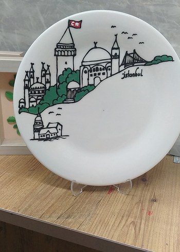 Renkli Baskılı İstanbul Temalı Tabak - Görsel 2