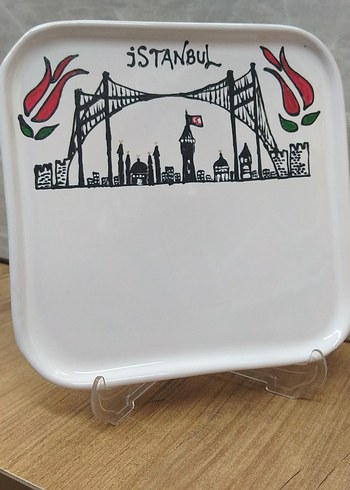Beyaz İstanbul Baskılı Seramik Tabak - Görsel 2