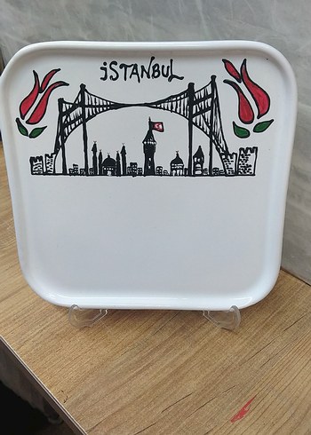 Beyaz İstanbul Baskılı Seramik Tabak - Görsel 3