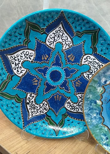 Turkuaz Renkli El Yapımı Dekoratif Tabak Seti - Görsel 4