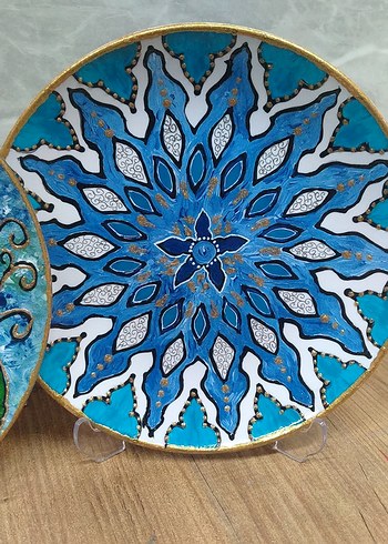 Turkuaz Renkli El Yapımı Dekoratif Tabak Seti - Görsel 3