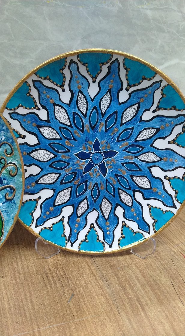 Turkuaz Renkli El Yapımı Dekoratif Tabak Seti - Görsel 3