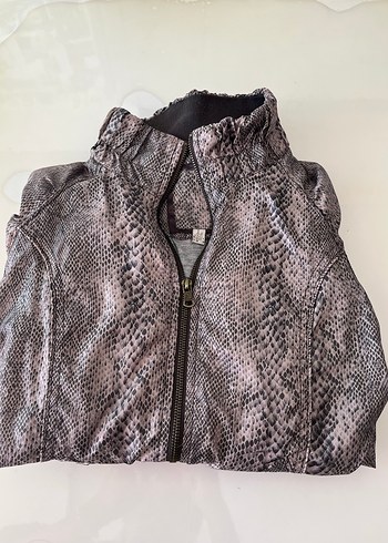 Bershka Düğmeli kahverengi Yılan Desenli Kadın Ceket