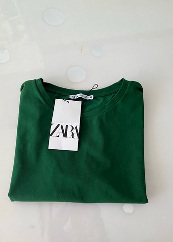 Zara Yeşil Basic Kadın Tişört