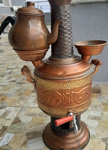 ÇİFT DEMLİK BAKIR SEMAVER 7LT ÇAYDANLIKLI