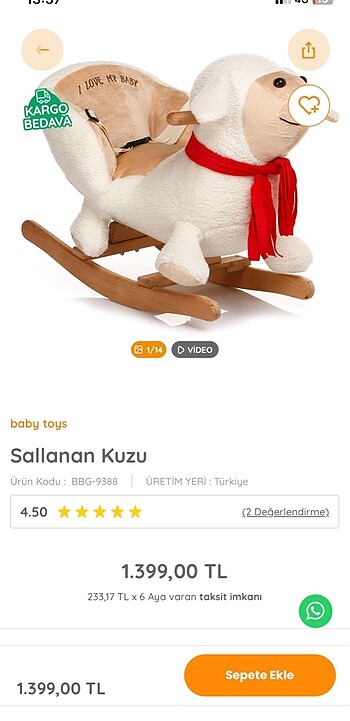 Baby toys sallanan kuzu