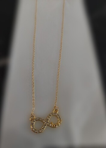 Love Yazılı Sonsuzluk işareti Taşlı Gold Kolye