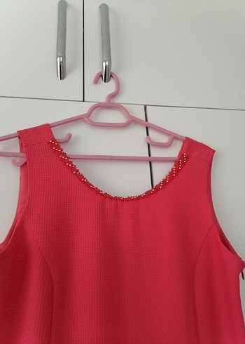 38 Beden Pilise Detaylı Pembe Midi Elbise