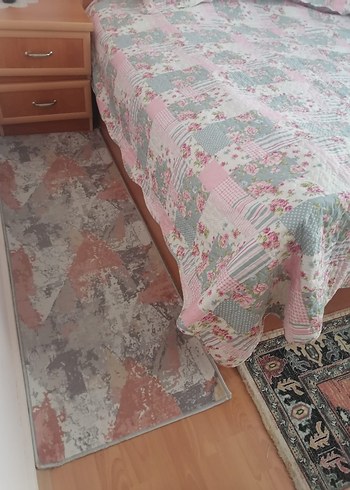 Beden pembe Renk Pembe Çiçek Desenli Pastel Yatak Örtüsü