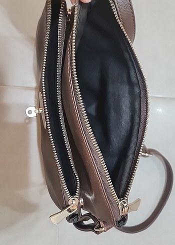 Kahverengi Deri Tokalı Kadın Çanta - Görsel 6