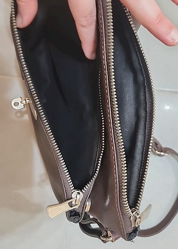 Kahverengi Deri Tokalı Kadın Çanta - Görsel 7