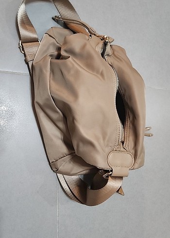 Bej Deri Kadın Çanta Fermuarlı - Görsel 2