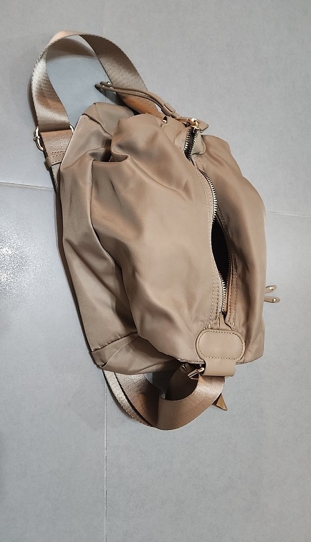 Bej Deri Kadın Çanta Fermuarlı - Görsel 2