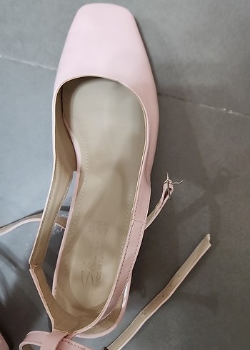 Pembe Pastel Tokalı Stiletto Kadın Babet - Görsel 3
