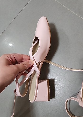 Pembe Pastel Tokalı Stiletto Kadın Babet - Görsel 4