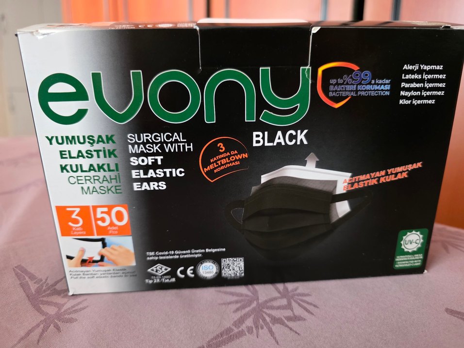 evony Siyah Cerrahi Maske 50'li - Görsel 2