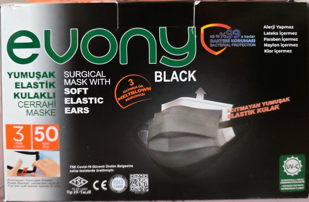 evony Siyah Cerrahi Maske 50'li 2 paket - Görsel 3
