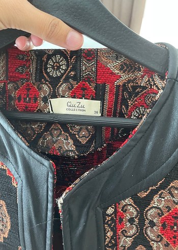 36 Beden bordo Renk Bohem Desenli Bordo Midi Kadın Mont