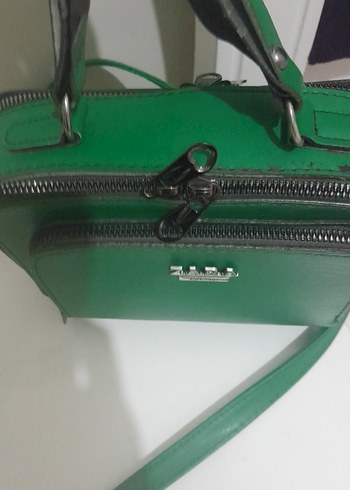  Beden yeşil Renk Zara Yeşil Deri Fermuarlı Kadın Çanta