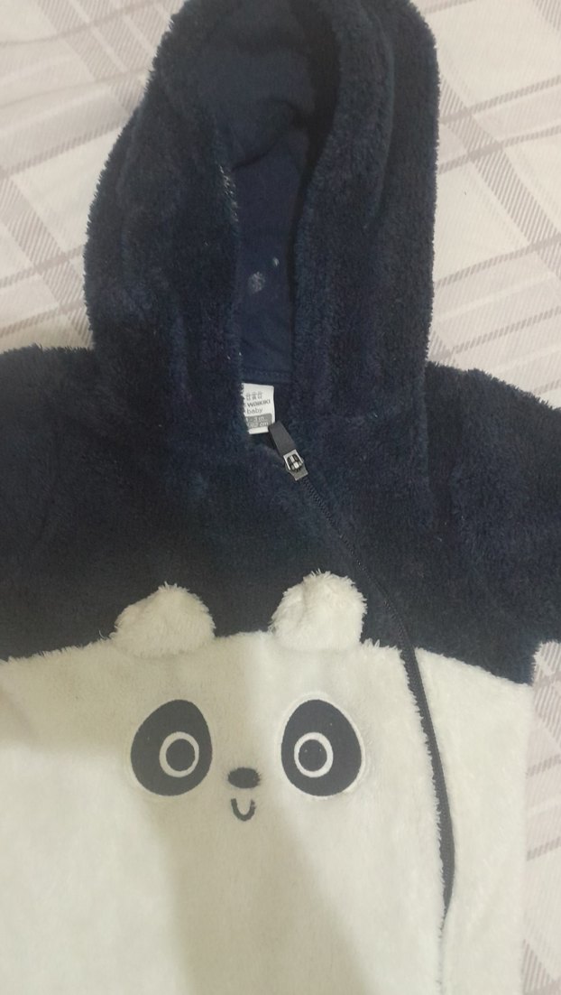 Beyaz ve lacivert Peluş Bebek Tulumu - Görsel 2