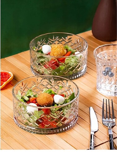 4 lü cam çerezlik veya salata tabağı