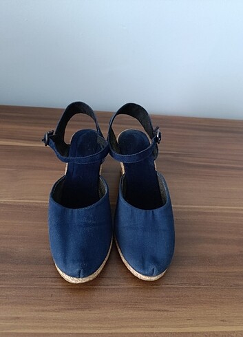 36 Beden espadril lacivert jüt dolgu topuk ayakkabı