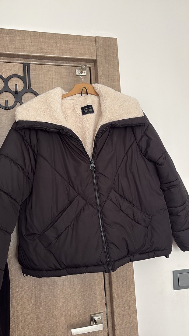 Gri Fermuarlı Kadın Kışlık Mont - Görsel 2