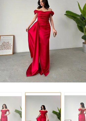 Klasik Kırmızı Straplez Uzun Abiye Elbise - Görsel 2