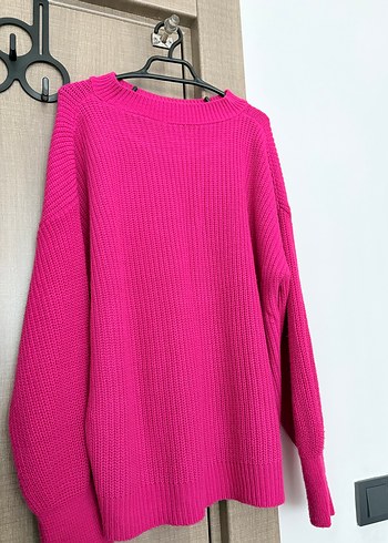 Pembe Örgü Salaş Kadın Kazak - Görsel 2