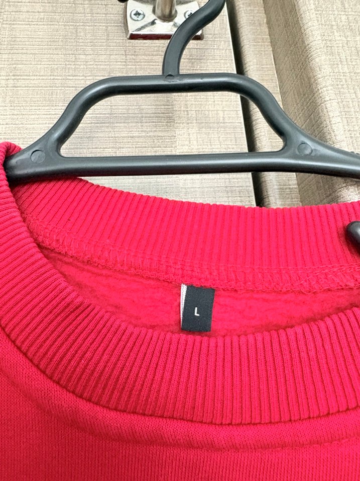 Kırmızı Kadın Sweatshirt, Bisiklet Yaka, Salaş - Görsel 3