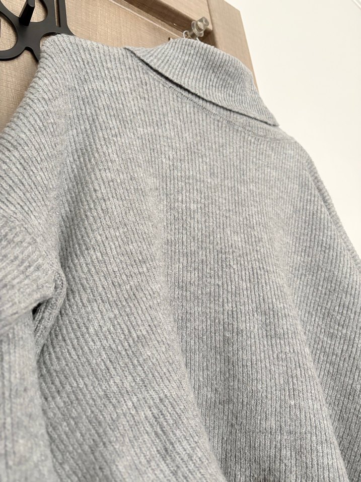 Gri Yüksek Yakalı Örme Kadın Kazak - Görsel 5