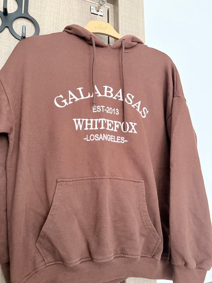 Kapüşonlu Kahverengi Kadın Sweatshirt - Görsel 3