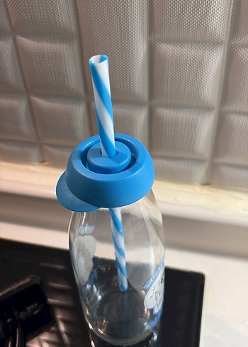 Mavi Kapaklı Cam Bebek Biberonu - Görsel 2